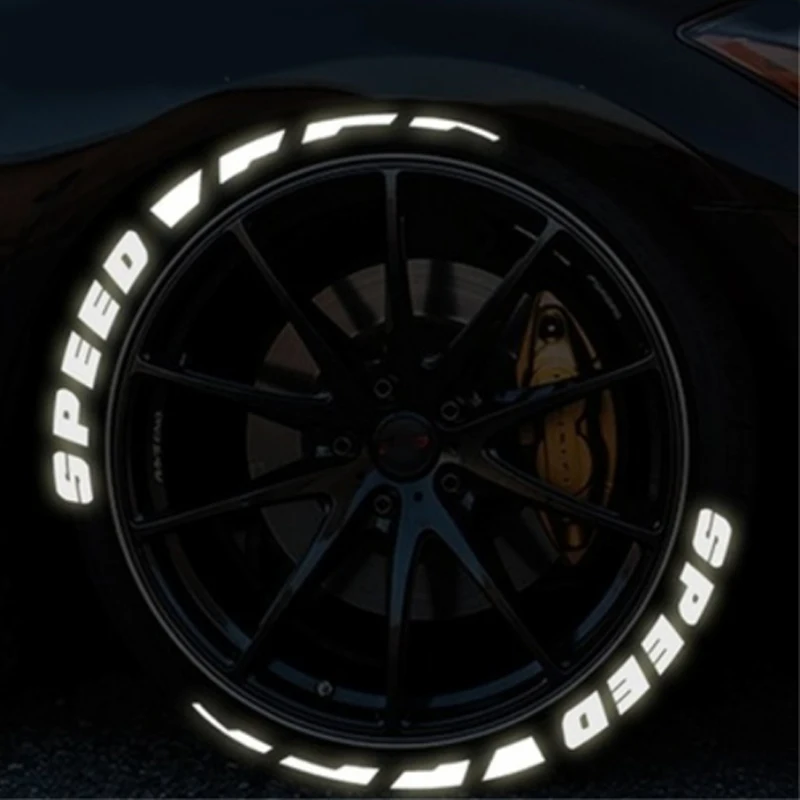

3D 8Groups Speed & Brake Blade Night Reflective Permanent Tire Lettering Car Decals Decoration Stickers Kit Stickers for 4 Tires