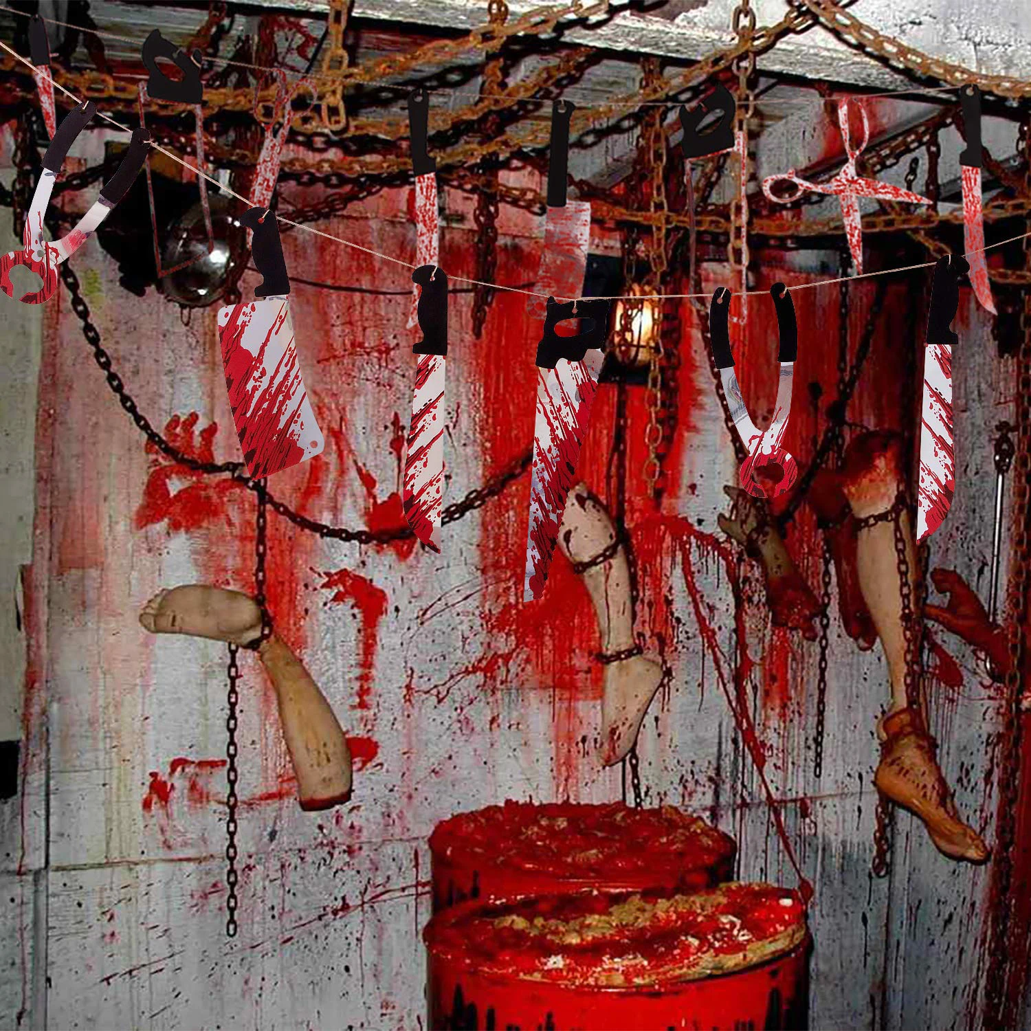 3 комплекта кровавая гирлянда баннер Хэллоуин зомби вечерние украшения