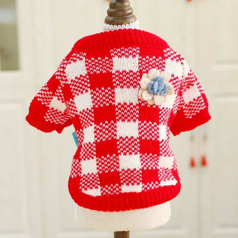 Red White Plaid 3 цвета, свитер для маленьких собак, кошек, зимняя одежда для щенков, чихуахуа, Стивен, пуловер для собак, одежда для домашних животных, Джерси perro - Цвет: Red White Plaid