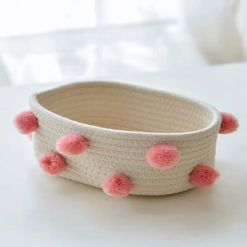 Pink receive basket cotton thread ball Nordic sitting room decorates sundry cosmetics to store indoor household articles | Дом и сад
