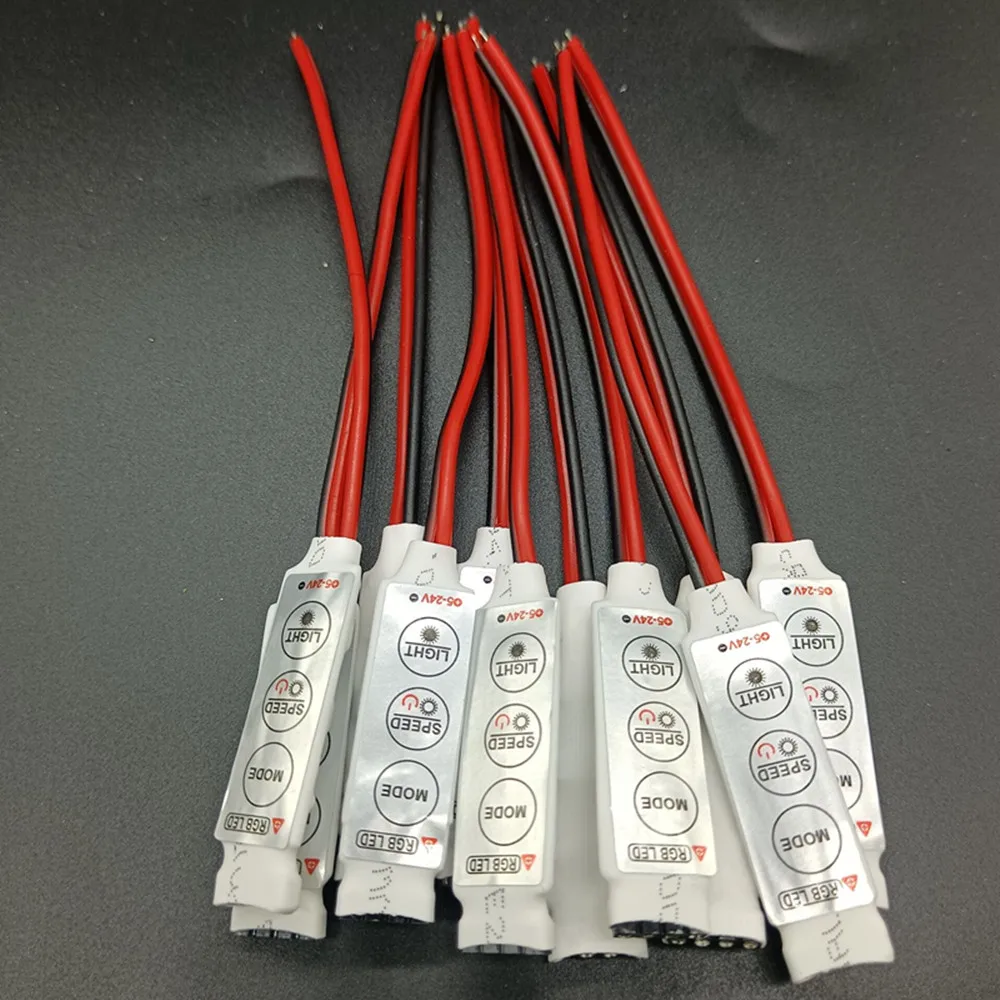 Мини-контроллер для светодиодных лент DC 5V-12V-24V 12A 3 клавиши диммер RGB
