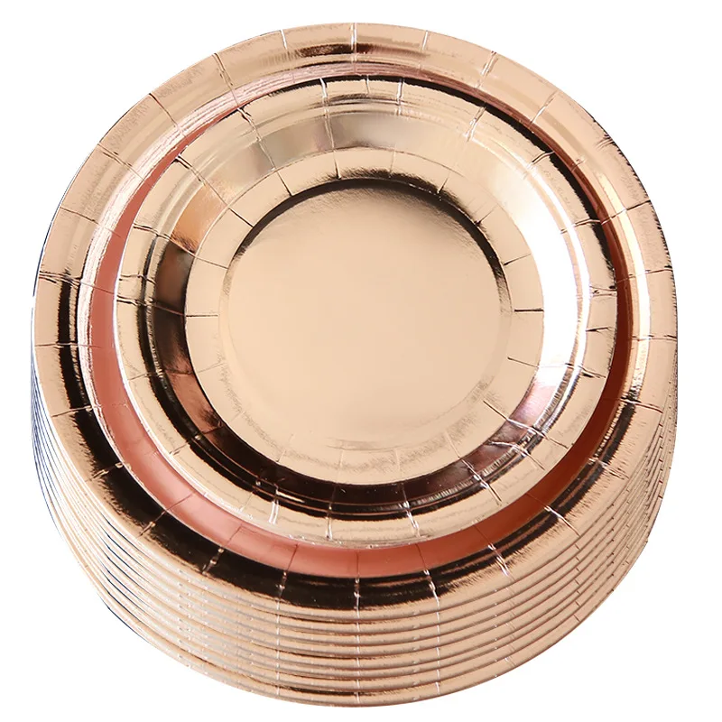 Набор одноразовой посуды из розового золота тарелка бумажная кружка салфетка