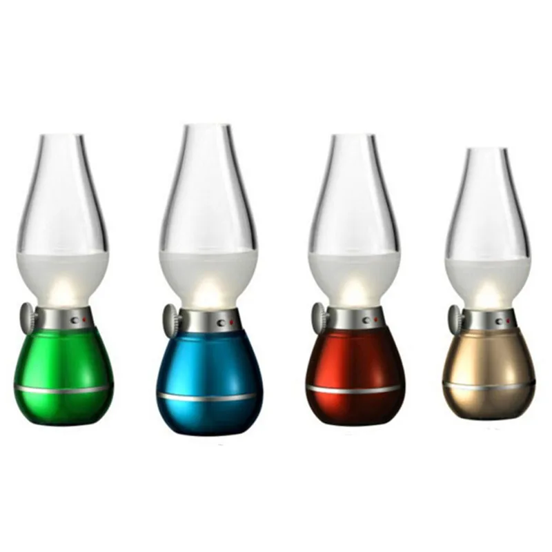 Светодиодная керосиновая лампа в стиле ретро настольная с регулируемой яркостью