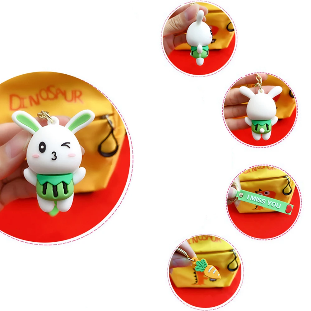 

New Cute Rabbit Cartoon Animal Doll Model Kawaii Keychain Accessories Students Kids Schoolbag Exquisite Key Chain Small Pendant