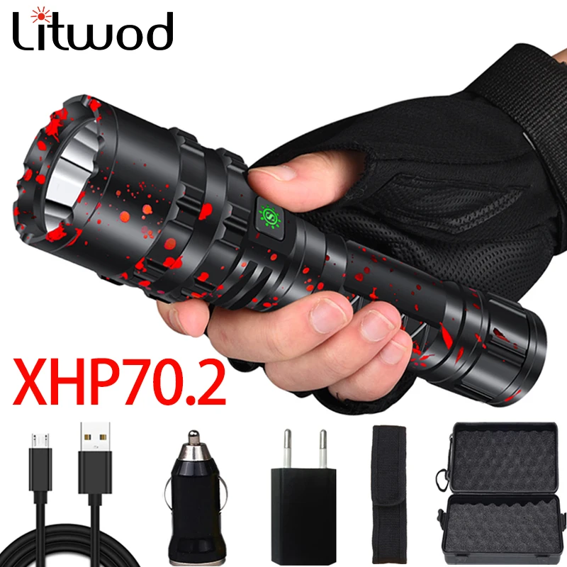 XHP70.2 Мощный светодиодный вспышка светильник фонарь тактический 5 Режим