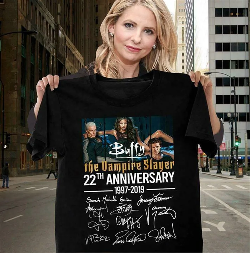 Баффи Охотник на вампиров 22 й юбилей литой подписи черные мужские S 6Xl футболки