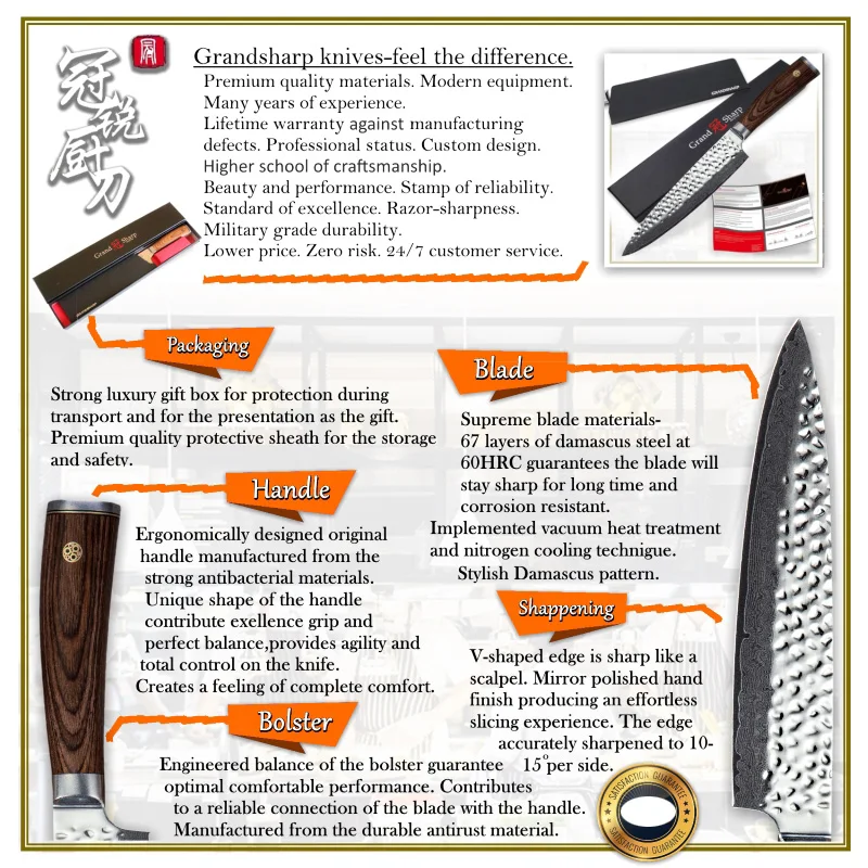 Набор ножей шеф-повара 2 шт. нож японский Дамаск нержавеющая сталь vg10