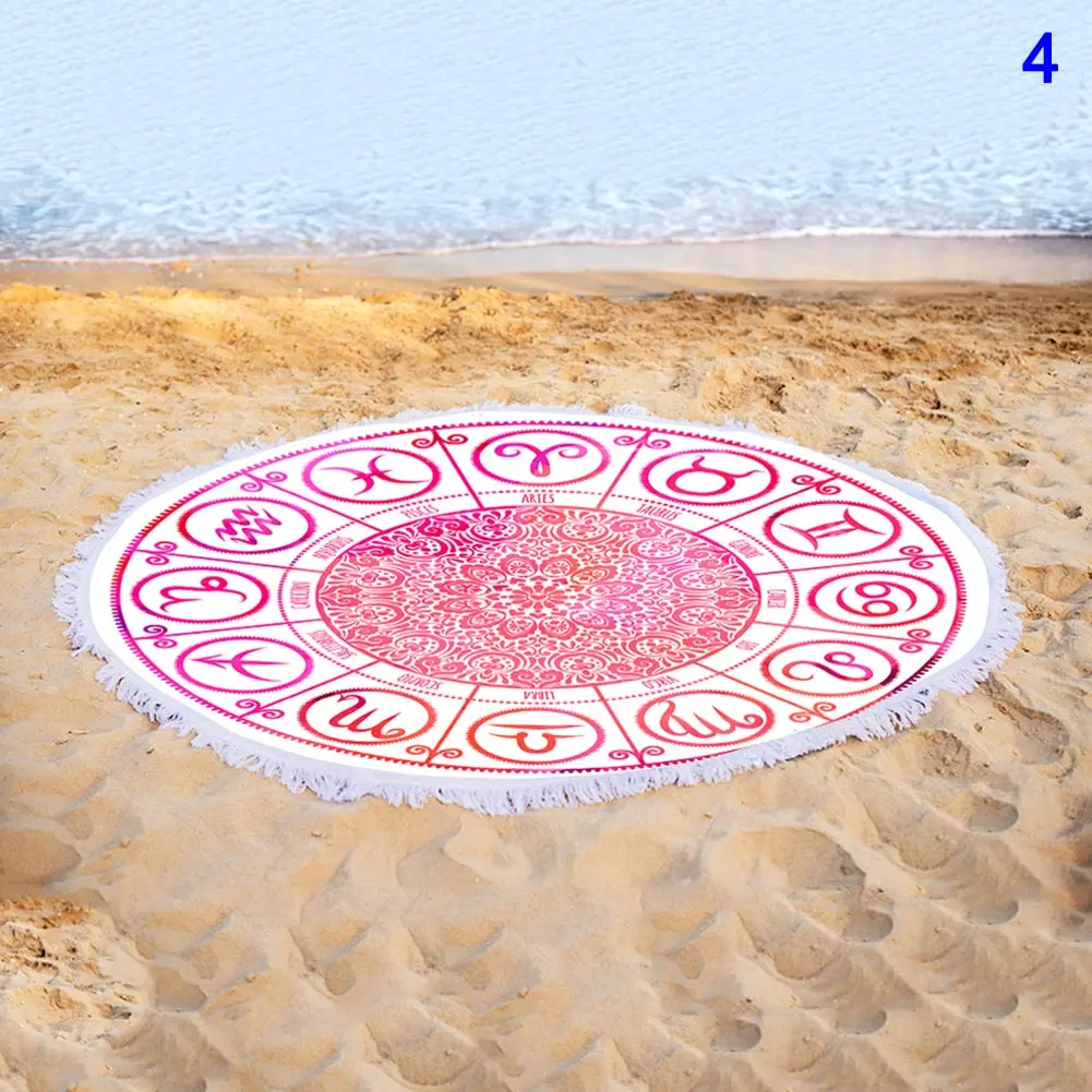 

Quick-dry Round Colorful Beach Towel with Tassel and Multiple Patterns K888
