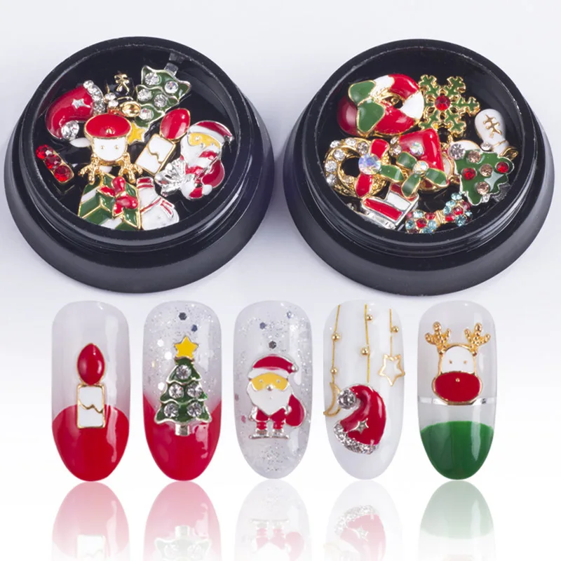 

10 Nail Decoration Accessories Christmas Nail Alloy Nail Sticker Snowflake Clock Christmas Series Nail Sticker Diamond