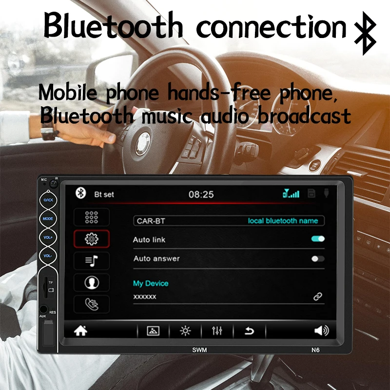 

7 Inch 2 DIN Car Radio FM/TF/USB/AUX/Bluetooth 4.0 Touch Screen 12V Mobile Phone Interconnection 13 Languages MirrorLink MP5