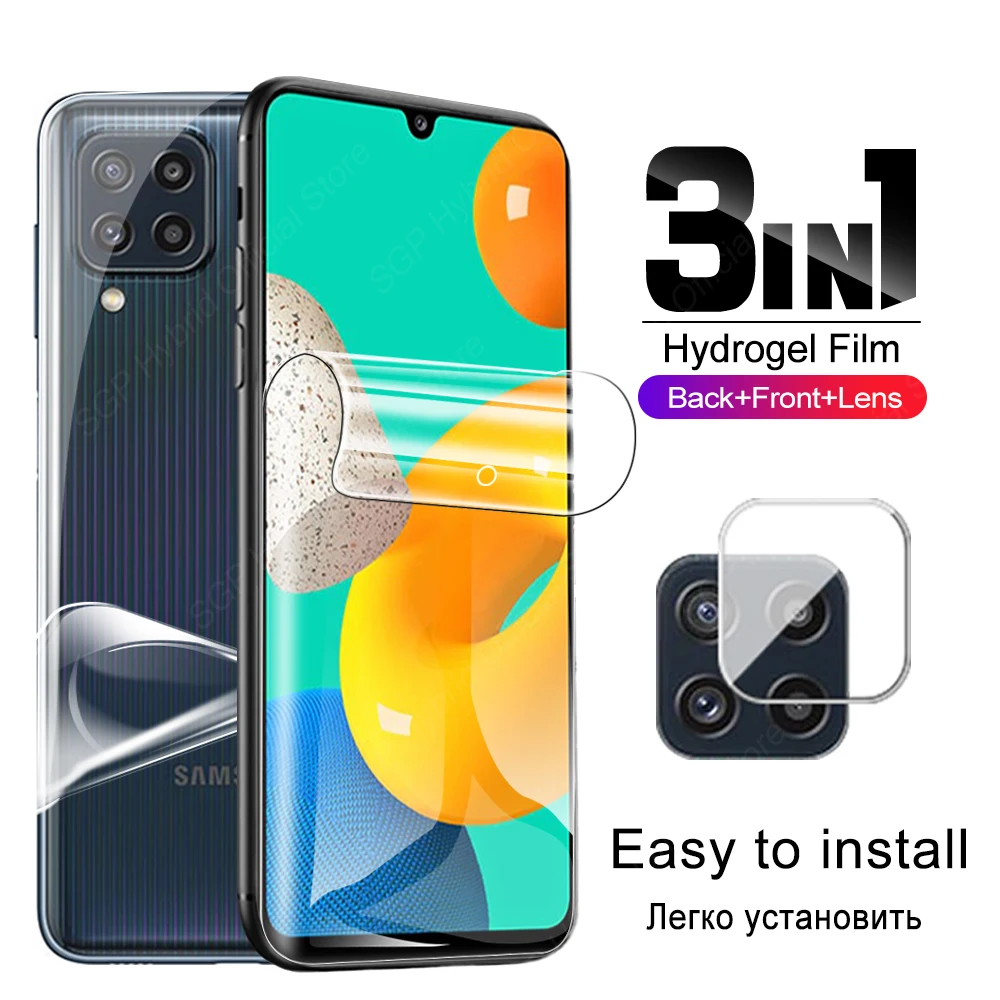 

3в1 Гидрогелевая пленка для Samsung Galaxy M32 M 32 5G защитная задняя крышка на samsun galax galexy m3 3 2 Защитная пленка для объектива камеры