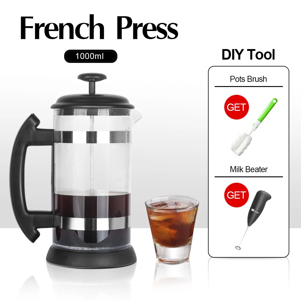 Стеклянный чайник из нержавеющей стали Кофеварка Перколятор для французского