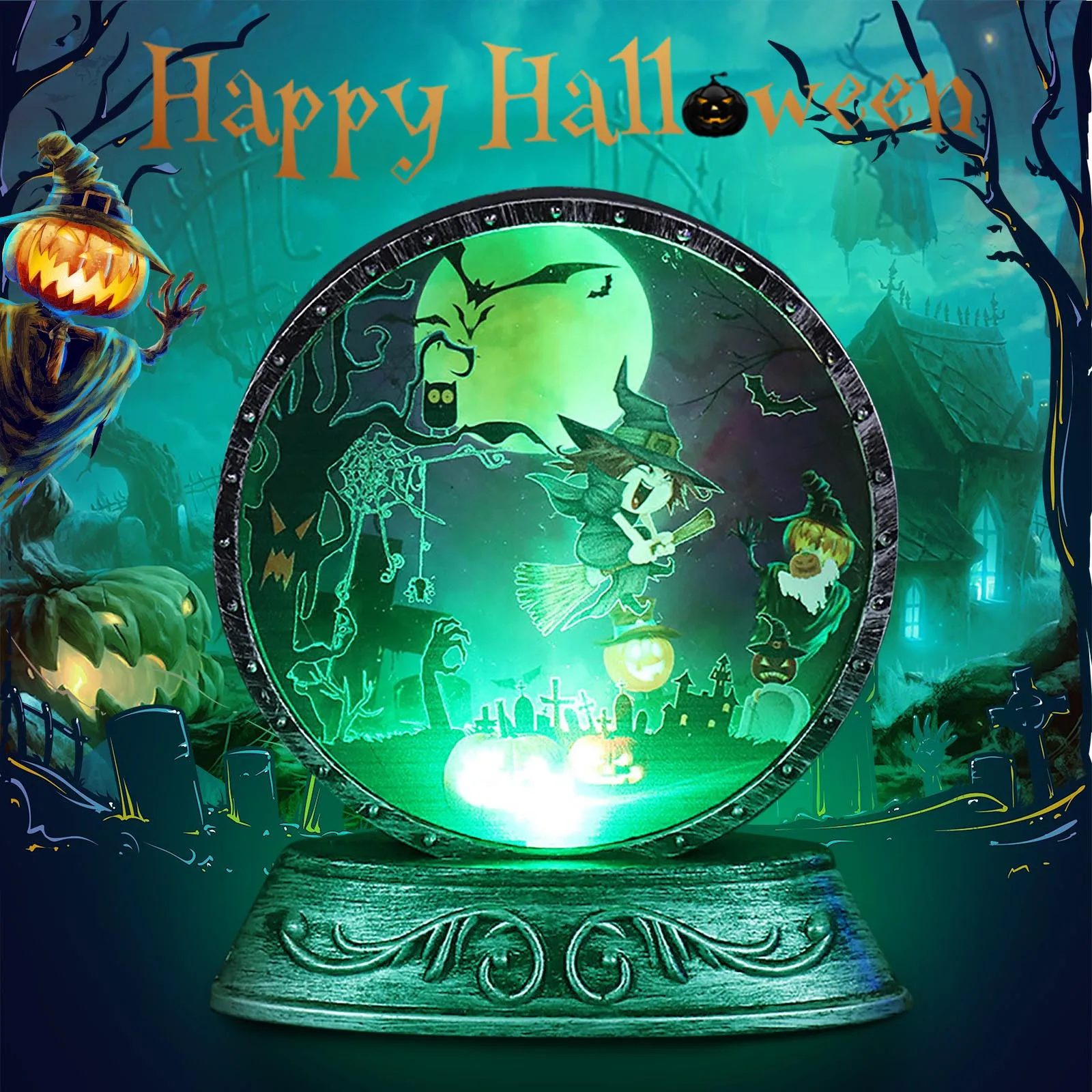 Светильник ящиеся светодиодные свечи в виде черепа и тыквы на Хэллоуин