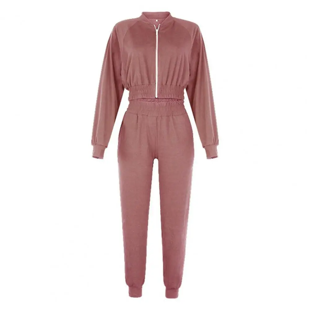 

New Stylish Leisure Suit Zipper Long Sleeve Two Piece Set Short Top Long Pants Sport Suit for Spring Streetwear Set