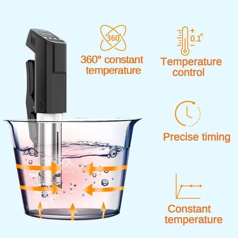 Вакуумная медленная кухонная плита Sous Vide 2000 Вт 15л мощный погружной циркулятор с ЖК-дисплеем и цифровым таймером из нержавеющей стали