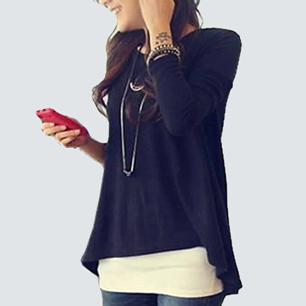 Футболки в Корейском стиле хлопковые Женские базовые модели асимметричные