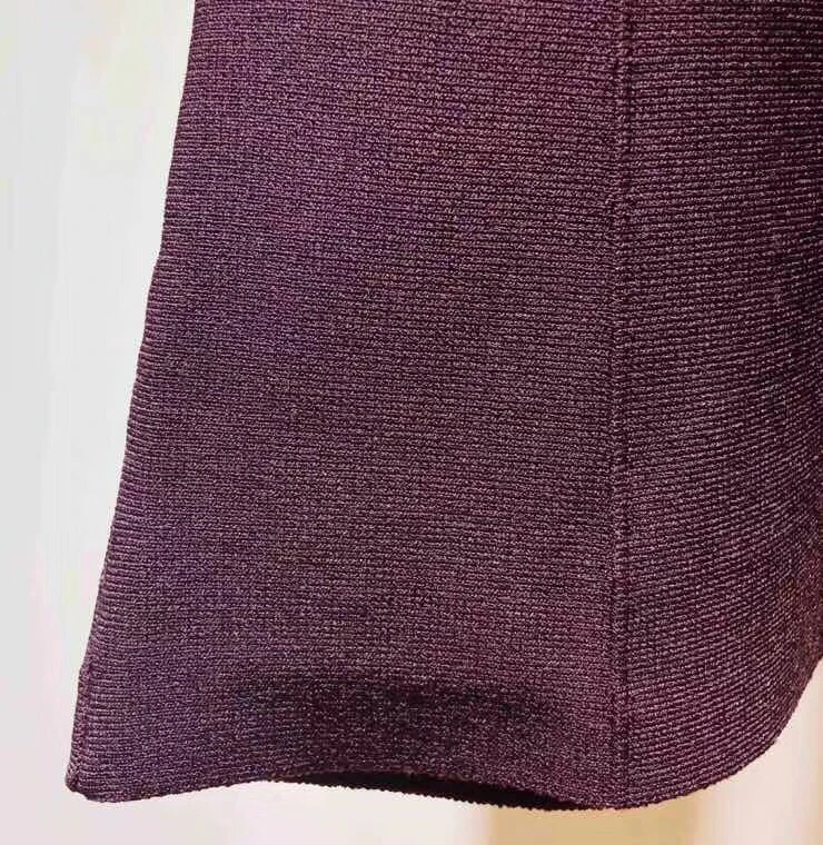 autumn and winter new V neck short-sleeved pearl buckle women Claret knitted dress