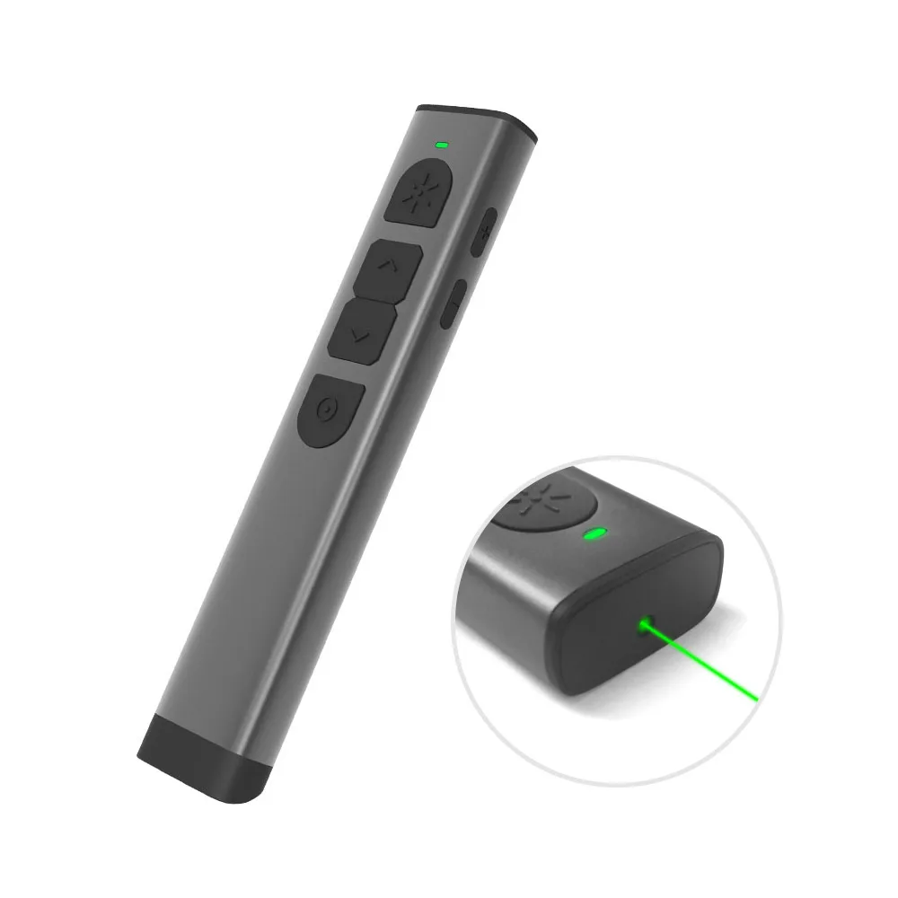 Перезаряжаемая цифровая указка для презентаций Powerpoint Clicker зеленая с USB