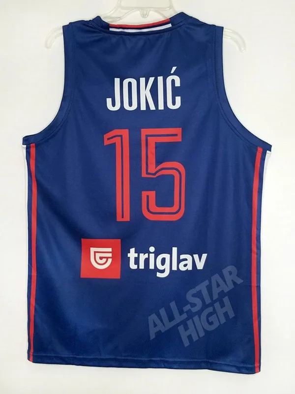 

#15 Nikola Jokic Сербия евро баскетбольная Джерси (синий) Обратная связь под заказ Ретро Спортивная одежда фаната Джерси