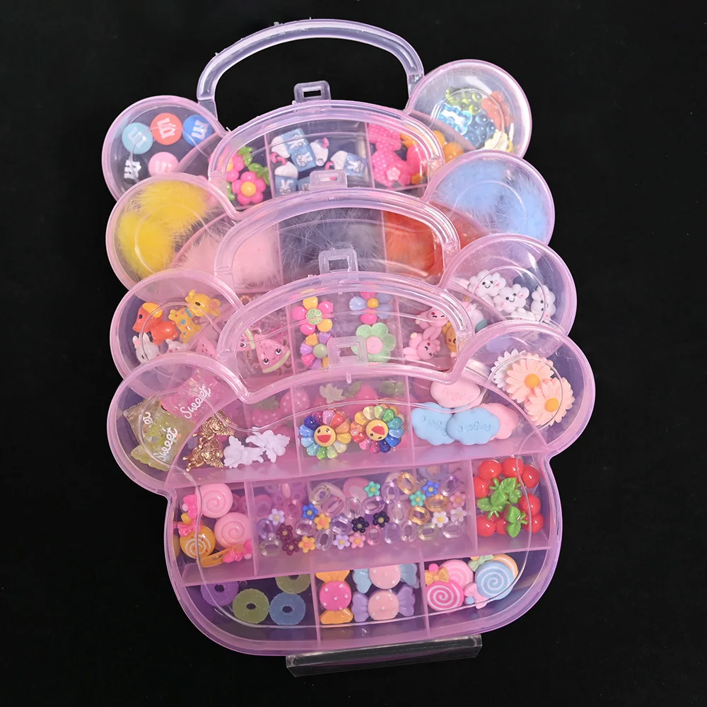 

1PCS Box Kawaii Nail Charms Kit Resin Bear,Mix Candy,Heart Pompoms,Lollipop For Acrylic Nail Tips Decoration 3D Box Nails Charms