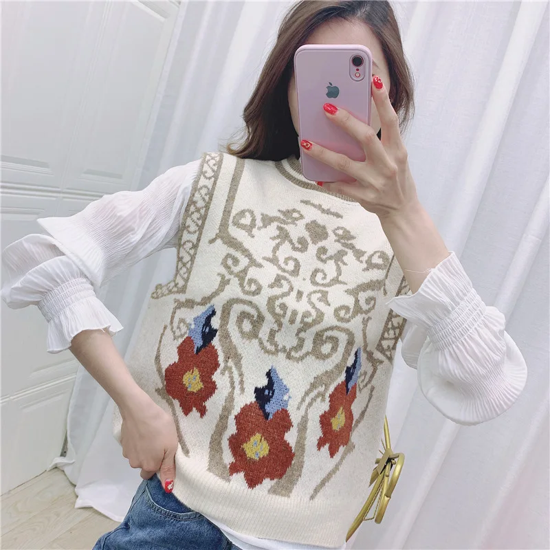 

Retro Style Sweater Women Spring And Autumn New Waistcoat Sleeveless Knitted Vest 2022 Korean Temperament Casual All-match Vest