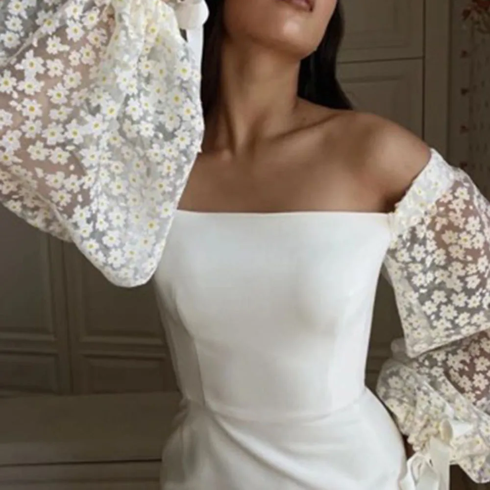 

Western Style Women's Dress 2021 Spring Summer Fashion Temperament Elegant Hollow Out Oversize Indie Lantern Sleeve