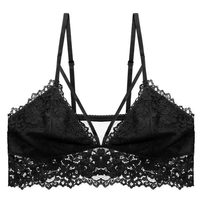 

Women's Cotton Underwear Sexy Lace Bra Tube top Fashion Push Up Comfort Tank Up Female Rimless Triangle Cup Sexy Lingerie