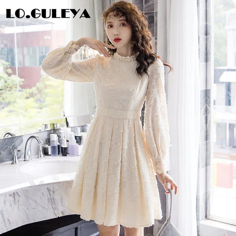 

dress 2020 spring and autumn new celebrity temperament 100 pleated long sleeve dress with waist closing and thin