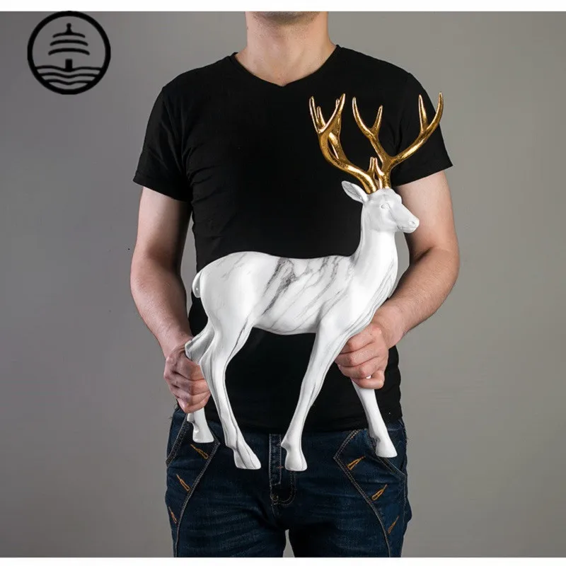 

Modern Art Marble Plating Lucky Deer Statue Home Decor Abstract Animals Elk Figurine Resin Crafts Nordic Decoration living Room