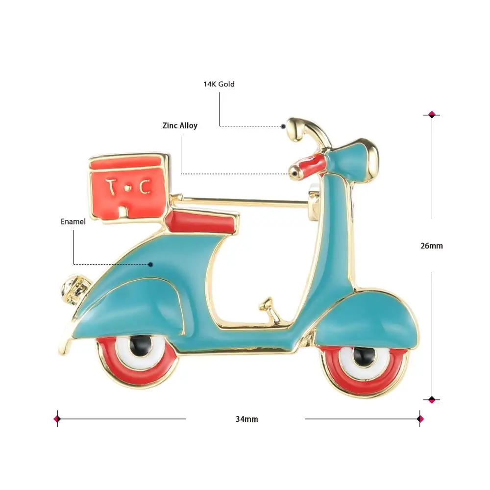 Женская Брошь в виде мотоцикла Neoglory разноцветная эмалированная брошь аксессуар
