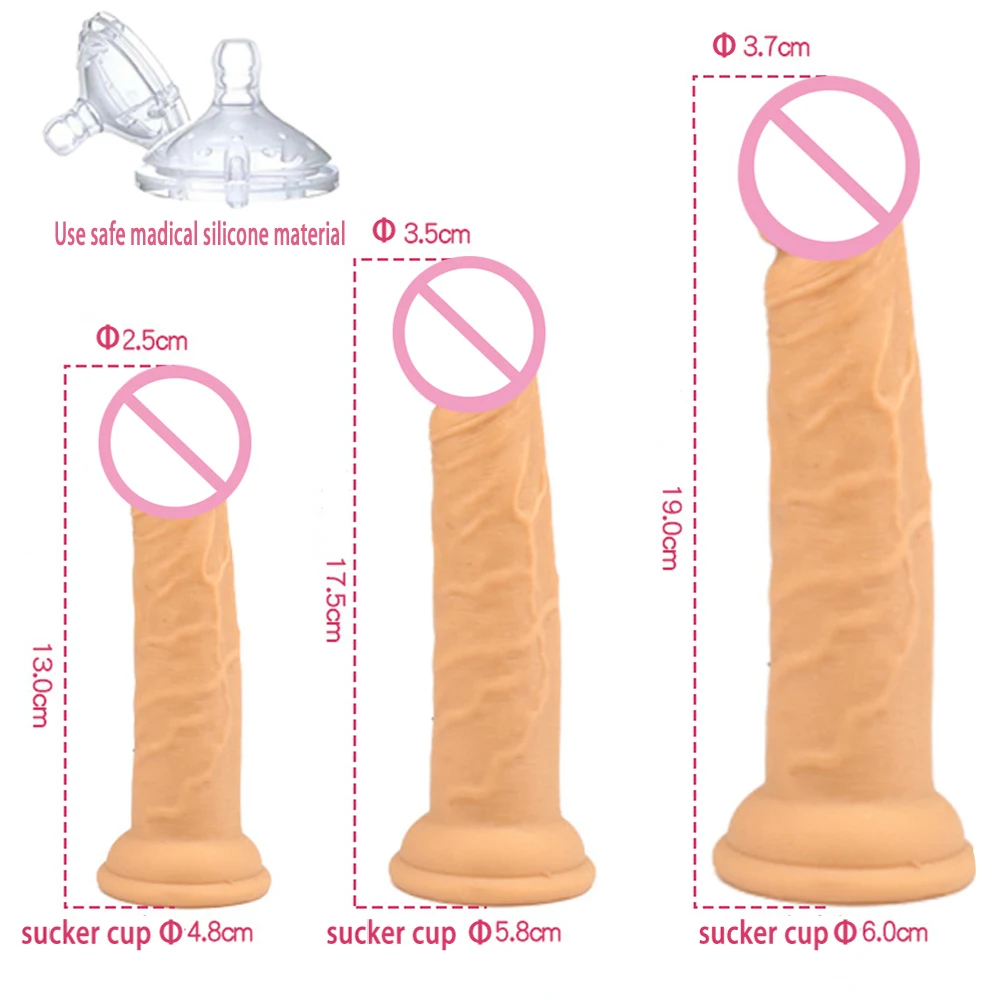 Толстый Силиконовый Фаллос Мягкое фалоимитатор с присоской Пенис для женщин