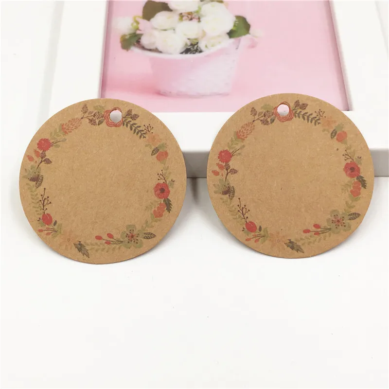 100Pcs Brown Color Handmade With Love Gifts Paper Cards Flower Product Note Price Hang Tags Fashion Jewelry Packing Labels | Украшения и