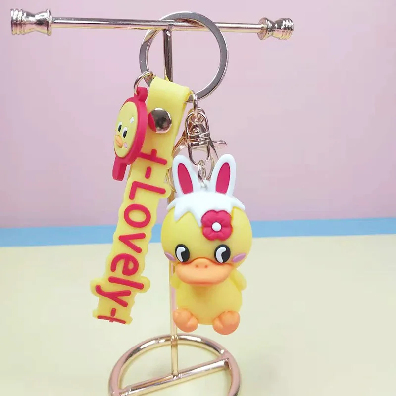 

Cartoon Yellow Duck Keychain Children Kids Like Cute Lucky Happy Key Chains Keyring Bag Pendant Charm Mini Gifts