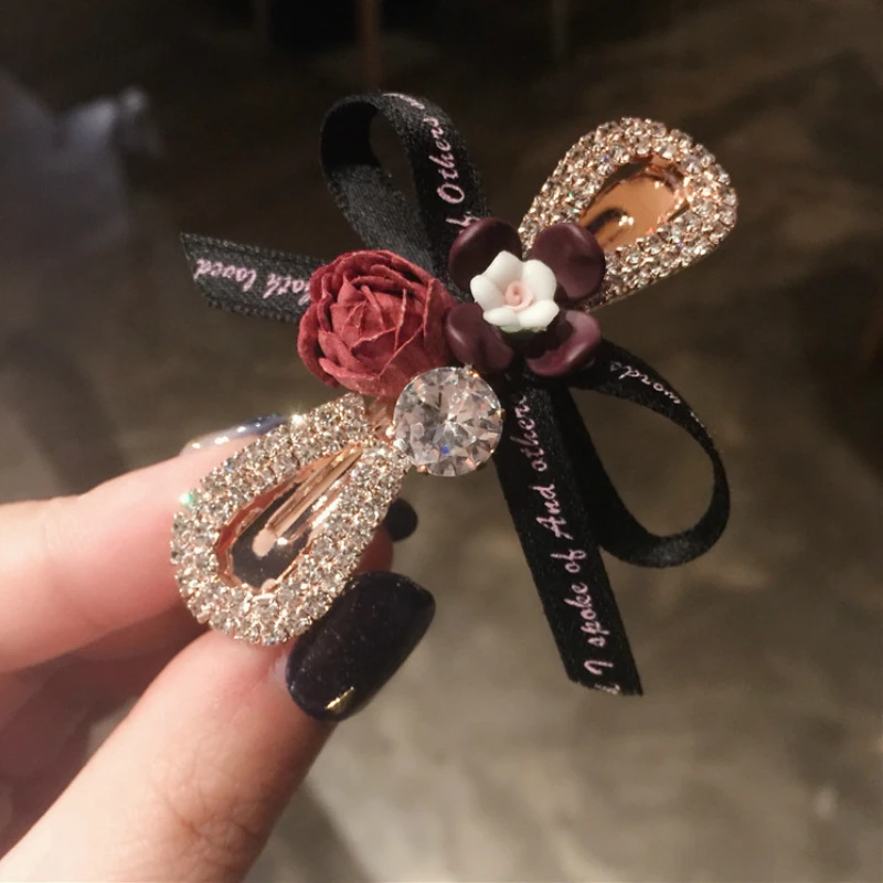 6 цветов новинка Женская жемчужная лента Шелковый бант цветок заколка для волос с