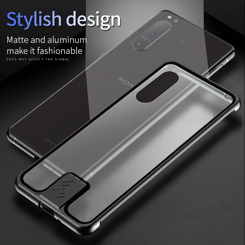 shockproof frameless metal armor phone case for sony xperia 5 ii case push pull matte pc cover funda for sony xperia 1 5 ii case free global shipping