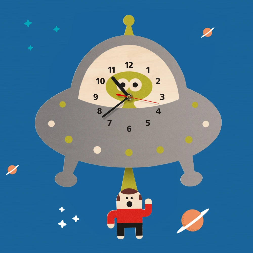 Alien Abduction настенные часы летающая тарелка наружный космос НЛО угнетающие