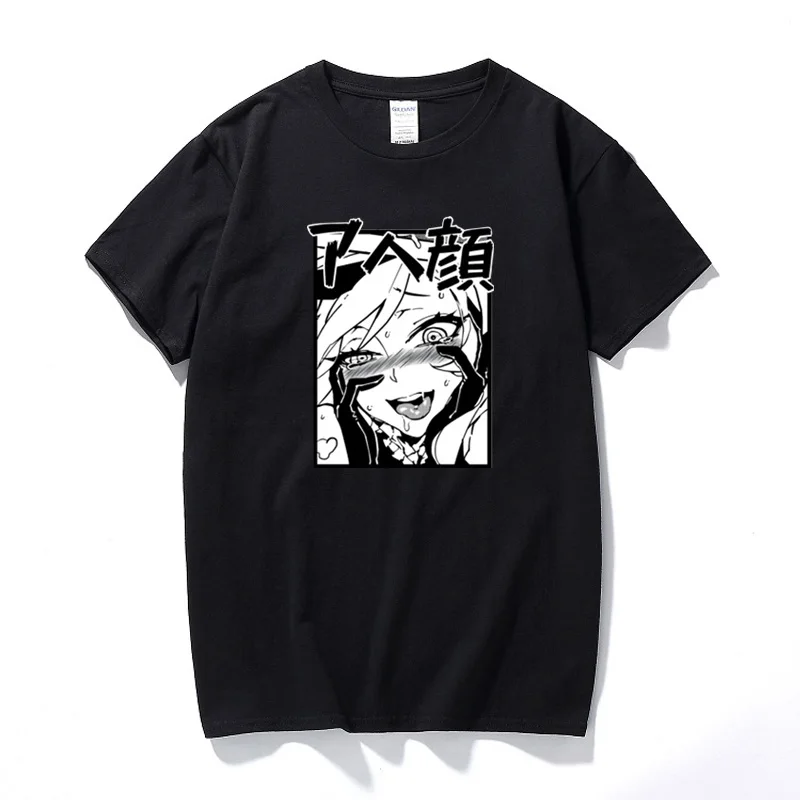 Anime Shirt Waifu Material T shirt Otaku Lewd Hentai Cute Girl Anime Ahegao T-shirt for Men Fashion Streetwear Top cotton Tshirt