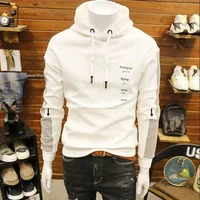 hooded mens slim stitching trend pullover coat mens 2021 autumn new handsome mens fashion