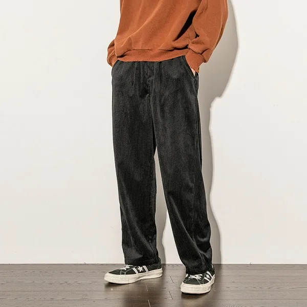 

Corduroy Pants Men Spring Autumn Pants Casual Loose Staight Trousers Mens Elastic Waist Sport Pant Male Trousers M-5XL