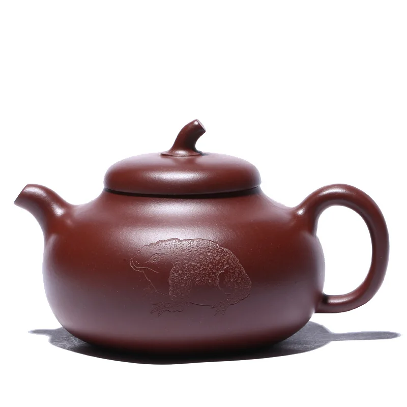 

Exquisite teapot Yixing purple clay teapot pure handmade famous original mine purple clay eggplant section pot carving Golden