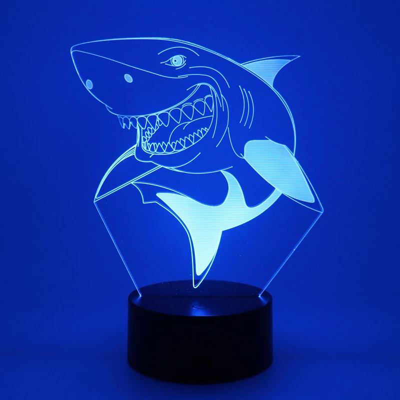 3D лампа в форме акулы настольная светильник 7 цветов Изменение сенсорный