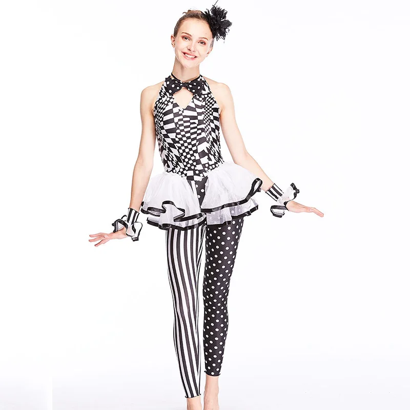 Гимнастический трико для джазовой гимнастики облегающий костюм взрослых клоуна