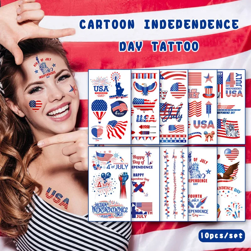 Временные наклейки-татуировки для праздника и вечеринки 10 шт. водостойкие День