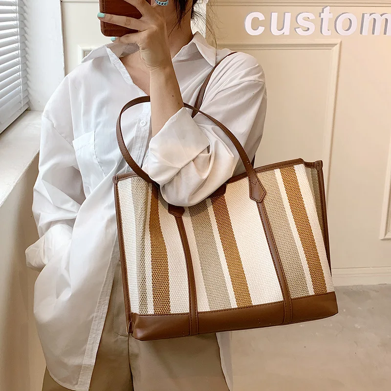 

Модная шикарная Сумка-тоут для женщин, повседневная холщовая Сумочка, Большой Вместительный саквояж на плечо, Женский тоут с ручками для по...