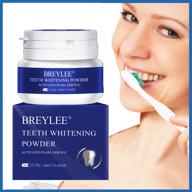 

BREYLEE Teeth Whitening Powder Pearl Essence Natural Dental Toothpaste Toothbrush Kit Oral Hygiene for Remove Stains Plaque 30g