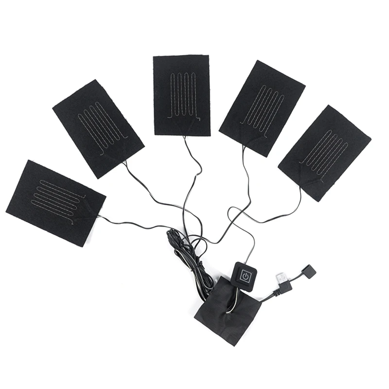 

5-in-1 USB Electric Heating Pads 3 Gears Thermostat Thermal Vest Heat Mat U2JD