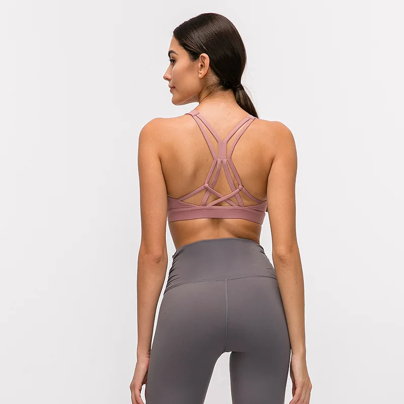Бесшовный Gymwear спортивный бюстгальтер с мягкой спинкой для йоги, укороченный топ, профессиональная тренировка, бегущий бюстгалтер, ударопрочный