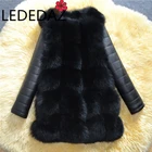 LEDEDAZ 2020 осень-зима модные пушистого искусственного меха пальто длинное теплое пальто с длинными рукавами из искусственной кожи с мехом пальто со съемным из искусственного лисьего меха куртка размера плюс