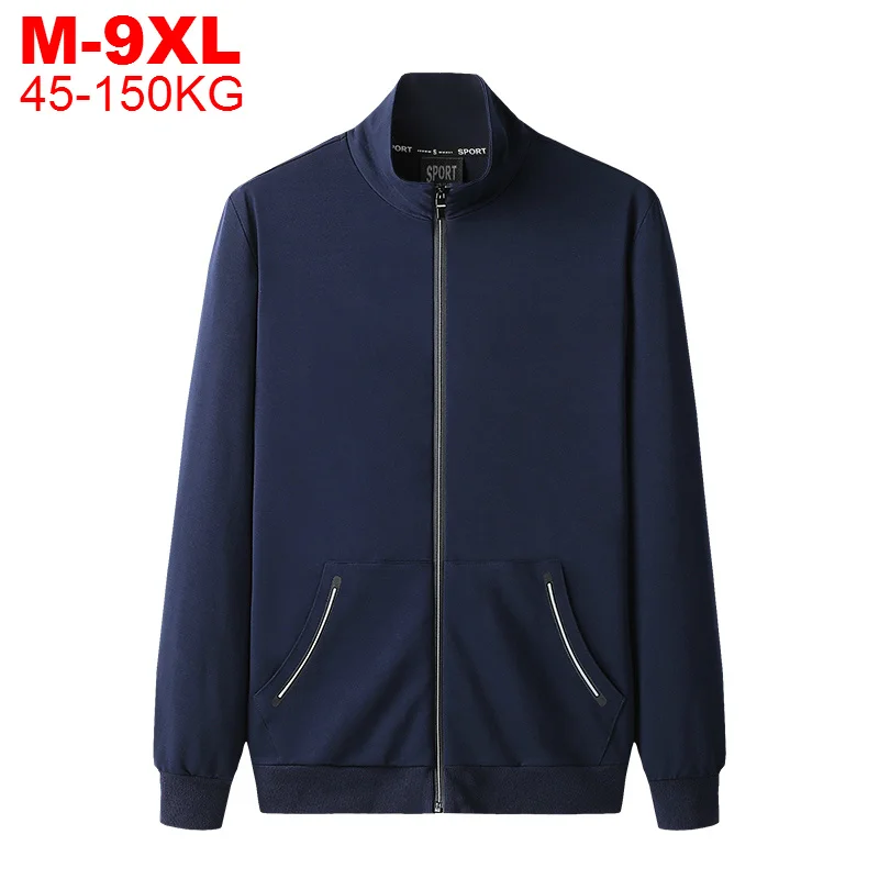 

Men Casual Hoodies Solid Color Zipper Large Size 9xl Sweatshirt Slim Fit Sports Jacket Men's Sportswear Pullover Male Tracksuit
