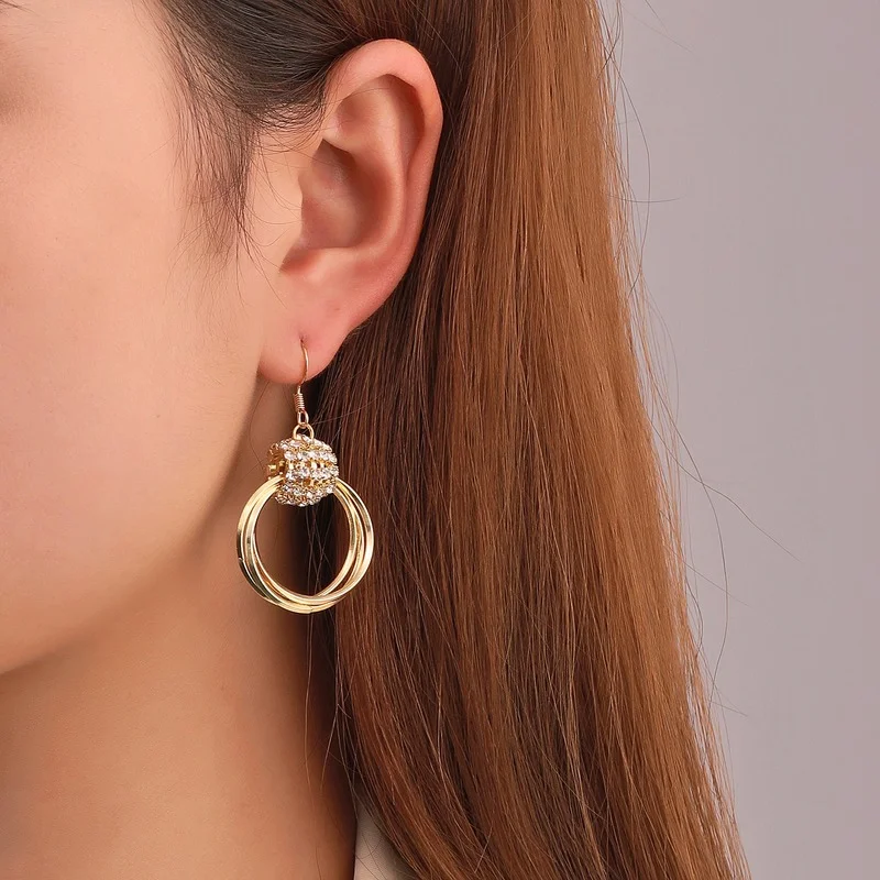 

Elegant Temperament Multi-layer Golden Silver Earrings for Women Trendy Fashion Rhinestone Ladies Wedding Party Drop Earrings